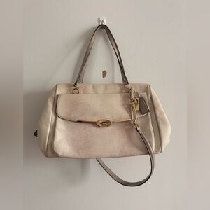 Coach Cream Shoulder Tote with Gold-Tone Accent